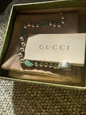 Authentic GUCCI interlocking G Green Enamel Boule bracelet 