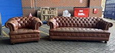 Chesterfield Leather Sofa & Matching Armchair