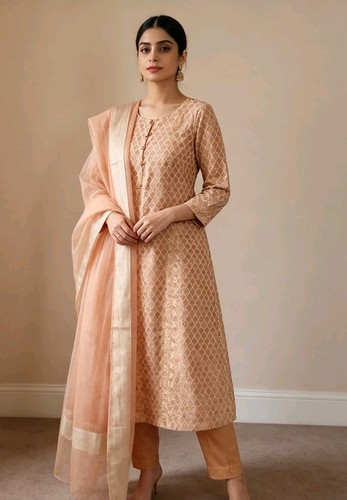 Indian silk jaquard anarkali - ,