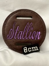 1 X  8cm BROWN  LEATHER STALLION Bridle Disc Disk Badge