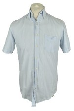 GANT Blue Short Sleeve Shirt size S Mens Button Up 100% Cotton Collared Striped