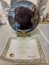 Black Labrador Collector Plate Man’s Best Friend Franklin Mint  Limited Edition