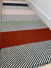 Malay Striped Wool Runner, Charcoal/Pink/Terracotta, 195 x 73 cm, Made.com 