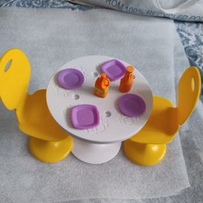 Barbie Size Dining Room Set Dolls Furniture 2 Chairs Table Accessories Food 