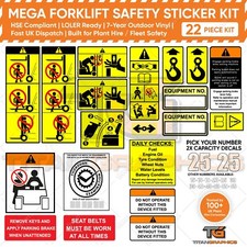 Mega Forklift Safety Sticker Kit | LOLER | 22-Piece Set | Plant Hire, 7Yr. Vinyl