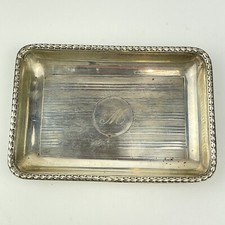 Antique Solid Silver Trinket Dish 10cm X 7cm Initialed “M” Synyer & Beddoes 1918