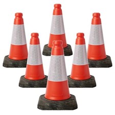 6 PACK RED TRAFFIC CONES  - HEAVY DUTY  450 MM HIGH 2 PIECE