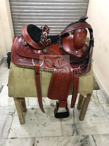 Western leather barrel - leather, horse