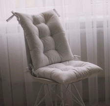 Set of cushions for rocking chairs, chairs pillow, pad with ties, gray polka dot