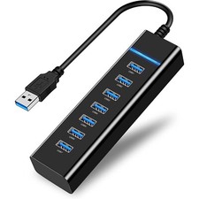 7 Ports Hub USB 3.0 Extension Cable High Speed Multiple Adapter  PC Laptop