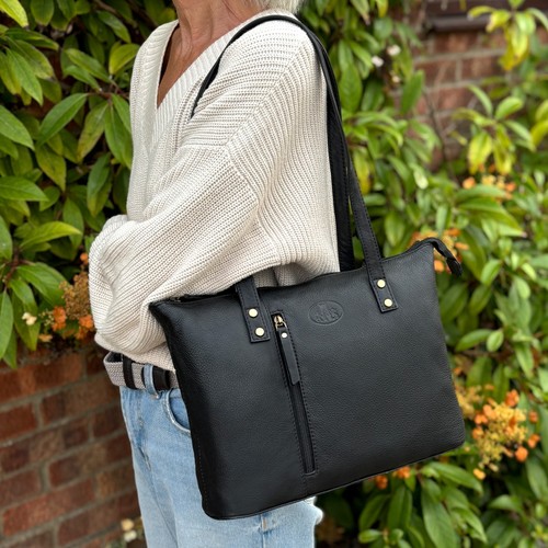 Rowallan black leather - leather, tote