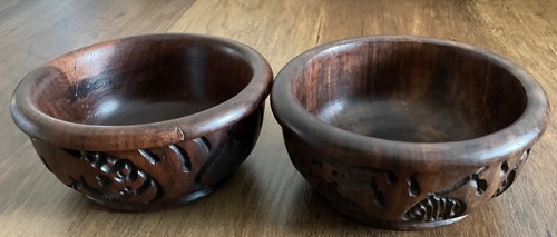 Two carved wooden bowls