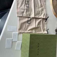 Empty Green Gucci Shoe Box And Two New Dust Bags, Tissue & Gucci leaflets  