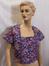 Womens 1940s 50s Floral Blouse World War Two Land Girl Rockabilly RnR R&R Rockin