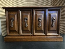 Vintage Wooden Jewelry Box Chest 6 Drawer London Leather Japan