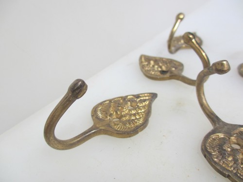 Vintage brass hooks old - brass,