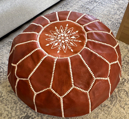 Handmade moroccan round brown - handmade,