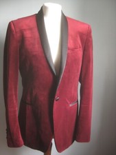 POLITIX VELVET TUXEDO JACKET 38 36 slim fit MENS burgundy red retro DJ tux
