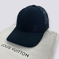 Louis Vuitton LV Monogram M77114 Mesh Baseball Cap Hat Black Size M