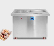 Thai Fried Ice Cream Roll Machine Single Pan 6 Compartments Topping Commercial