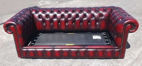 Oxblood leather chesterfield - oxblood,