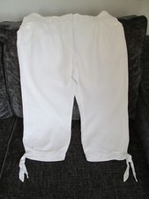 Reiss Ladies Lined White Linen Cropped Trousers UK 8 / 10