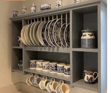 Wall Mounted Pine Plate Rack -