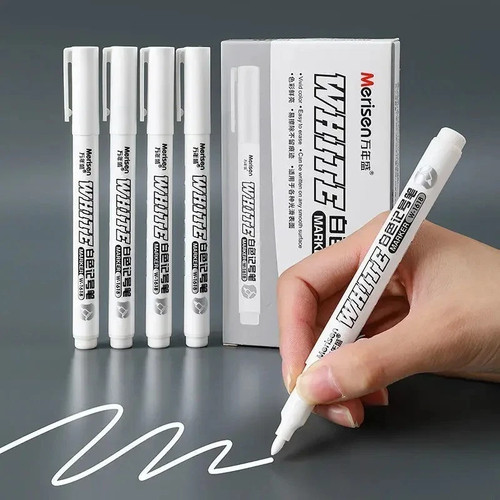 White permanent marker - x,