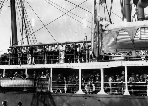 Passengers aboard the liner