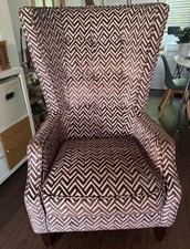 Stunning Wingback Armchair Purple Chevron Pattern High Back Accent Chair H121cm