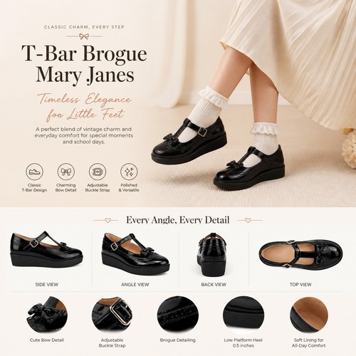 Girls school shoes - school, faux