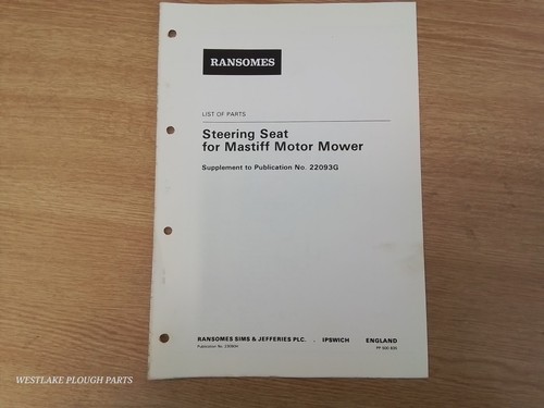 Ransomes parts list steering - parts,