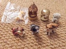 DOLLS HOUSE 1/12 SCALE PETS DOGS, BIRDS AND A CAT