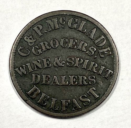 1858 belfast farthing token - belfast,