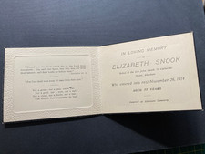 1914 Elizabeth Snook Aberdare funeral In Memoriam card
