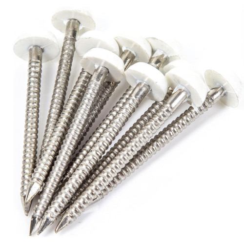 White poly pins nails - poly,