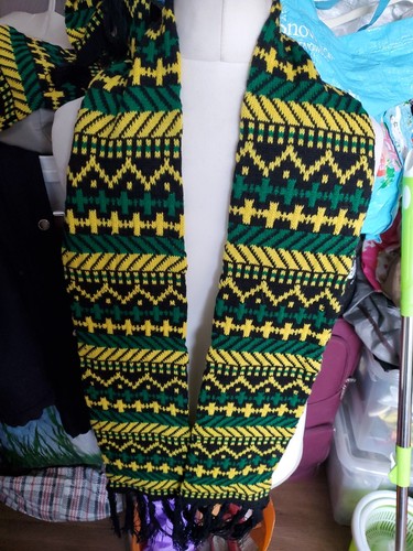 Black yellow green scarf - black,