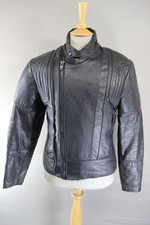 FRANK THOMAS RAWHIDE BLACK STEERHIDE LEATHER BIKER JACKET 38-40 INCH