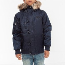 Boys Ripstop winter hooded jacket / Coat School Navy blue Age 5 6 7 8 9 10 11 12