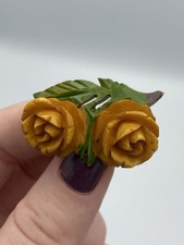 BAKELITE Carved Brooch Art