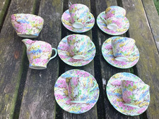 SHELLEY ROCK GARDEN COFFEE CUPS AND SAUCERS X 6