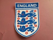 "ENGLAND 3 LIONS" INSPIRED BLUE ON WHITE  11.5x8.5 cm IRON ON/SEW ON PATCH - NEW
