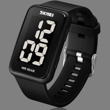 Fashion Digital LED Watches Women Men Sport Waterproof Large Number Rubber Watch