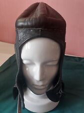 Vintage Army Padded Leather Helmet Scandinavian Tank Armoured Vehicle Crew  1961