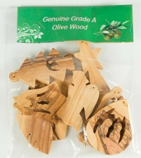 Set of 10/ Olive Wood Christmas Tree Ornaments Decoration Made in the Holy Land