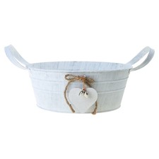 1 Pack Small Galvanized Buckets Oval Metal Pails for Plants, Rustic Home Decor