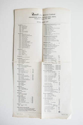 Revell retail price list 1965 - retail,