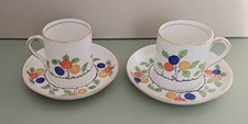 VTG ART DECO STYLE EB & Co FOLEY BONE CHINA "FRUIT" COFFEE CANS /CUPS  & SAUCERS