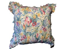 Handmade Sanderson High-Quality Frilled Floral Design Cushion approx 40cm X 40cm