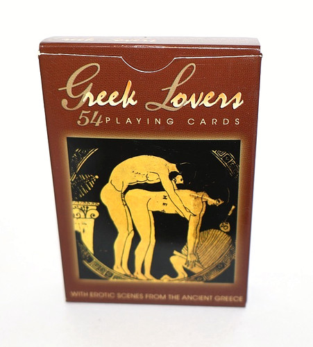 Greek lovers playing cards - lovers,